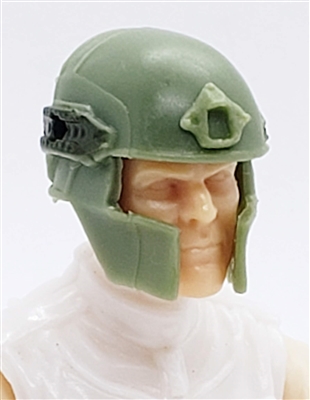 Headgear: Tactical Helmet LIGHT GREEN with GREEN Version - 1:18 Scale Modular MTF Accessory for 3-3/4" Action Figures