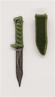 Fighting Knife & Sheath: Small Size LIGHT GREEN Version - 1:18 Scale Modular MTF Accessory for 3-3/4" Action Figures
