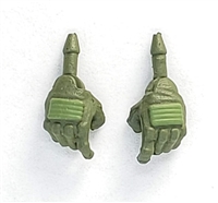 Male Hands: GREEN Gloves with LIGHT GREEN Pad - Right AND Left (Pair) - 1:18 Scale MTF Accessory for 3-3/4" Action Figures