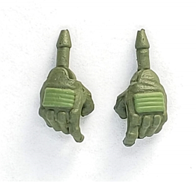 Male Hands: GREEN Gloves with LIGHT GREEN Pad - Right AND Left (Pair) - 1:18 Scale MTF Accessory for 3-3/4" Action Figures