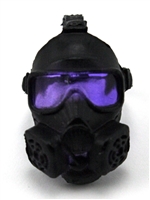 Headgear: Gasmask BLACK with PURPLE Tint Lenses  - 1:18 Scale Modular MTF Accessory for 3-3/4" Action Figures