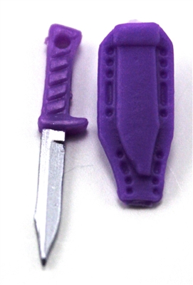 Fighting Knife & Sheath: Large Size PURPLE Version - 1:18 Scale Modular MTF Accessory for 3-3/4" Action Figures