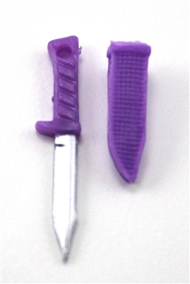 Fighting Knife & Sheath: Small Size PURPLE Version - 1:18 Scale Modular MTF Accessory for 3-3/4" Action Figures