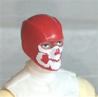 Male Head: Balaclava RED Mask with White "JAW" Deco - 1:18 Scale MTF Accessory for 3-3/4" Action Figures