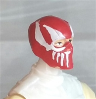 Male Head: Balaclava RED Mask with White "FANG" Deco - 1:18 Scale MTF Accessory for 3-3/4" Action Figures