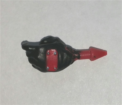 Hand: Left Black Full Glove with Red Armor - 1:18 Scale MTF Accessory for 3-3/4" Action Figures