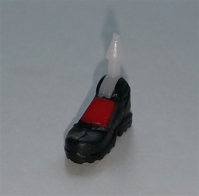 Male Footwear: Right Black Boot with Red Armor - 1:18 Scale MTF Accessory for 3-3/4" Action Figures