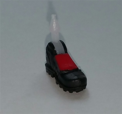 Male Footwear: Left Black Boot with Red Armor - 1:18 Scale MTF Accessory for 3-3/4" Action Figures