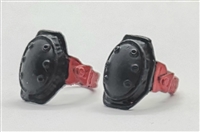 Knee Pads with Strap RED & BLACK Version (PAIR) - 1:18 Scale Modular MTF Accessory for 3-3/4" Action Figures