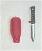 Fighting Knife & Sheath: Large Size RED Version - 1:18 Scale Modular MTF Accessory for 3-3/4" Action Figures
