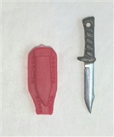 Fighting Knife & Sheath: Large Size RED Version - 1:18 Scale Modular MTF Accessory for 3-3/4" Action Figures