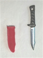 Fighting Knife & Sheath: Small Size RED Version - 1:18 Scale Modular MTF Accessory for 3-3/4" Action Figures