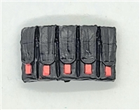 Ammo Pouch: 5 Pocket Magazine Pouch RED & BLACK Version - 1:18 Scale Modular MTF Accessory for 3-3/4" Action Figures