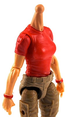 MTF Female Valkyries T-Shirt Torso ONLY (NO WAIST/LEGS): RED & RED Version with LIGHT Skin Tone - 1:18 Scale Marauder Task Force Accessory