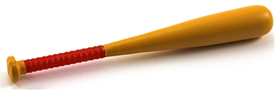 Baseball Bat: Wood color with RED handle grip - 1:18 Scale Weapon Accessory for 3 3/4 Inch Action Figures