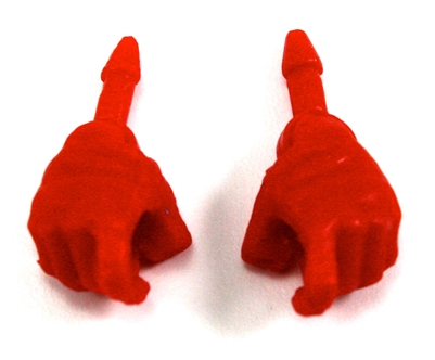 Male Hands: RED Full Gloves Right AND Left (Pair) - 1:18 Scale MTF Accessory for 3-3/4" Action Figures