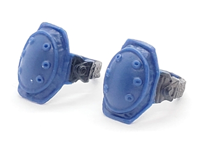 Knee Pads with Strap BLUE & Black Version (PAIR) - 1:18 Scale Modular MTF Accessory for 3-3/4" Action Figures