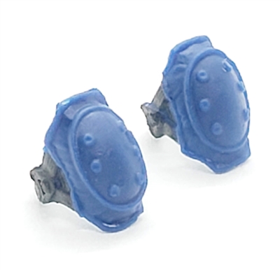 Elbow Pads with Strap BLUE & Black Version (PAIR) - 1:18 Scale Modular MTF Accessory for 3-3/4" Action Figures
