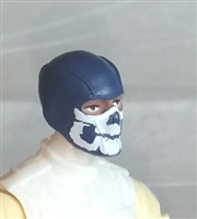 Male Head: Balaclava BLUE Mask with White "JAW" Deco - 1:18 Scale MTF Accessory for 3-3/4" Action Figures