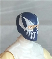 Male Head: Balaclava BLUE Mask with White "FANG" Deco - 1:18 Scale MTF Accessory for 3-3/4" Action Figures