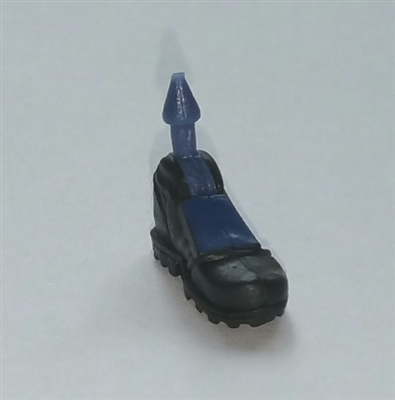 Male Footwear: Left Black Boot with Blue Armor - 1:18 Scale MTF Accessory for 3-3/4" Action Figures