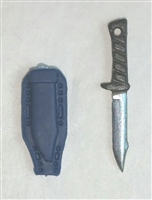 Fighting Knife & Sheath: Large Size BLUE Version - 1:18 Scale Modular MTF Accessory for 3-3/4" Action Figures