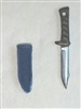 Fighting Knife & Sheath: Small Size BLUE Version - 1:18 Scale Modular MTF Accessory for 3-3/4" Action Figures
