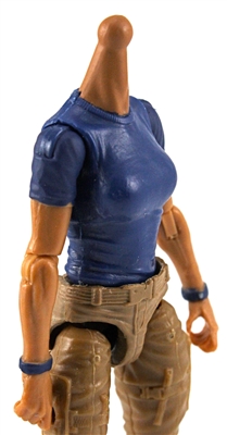 MTF Female Valkyries T-Shirt Torso ONLY (NO WAIST/LEGS): BLUE & BLUE Version with TAN Skin Tone - 1:18 Scale Marauder Task Force Accessory