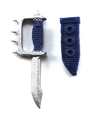 Knuckle Knife with Sheath: Small Size BLUE Version - 1:18 Scale Modular MTF Accessory for 3-3/4" Action Figures