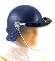 Headgear: Swat RIOT Helmet with Visor "Face Shield" BLUE Version - 1:18 Scale Modular MTF Accessory for 3-3/4" Action Figures