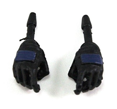 Female Hands: BLACK Gloves with BLUE Pads - Right AND Left (Pair) - 1:18 Scale MTF Valkyries Accessory for 3-3/4" Action Figures