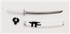 Samurai Long Katana Sword & Scabbard: WHITE with BLACK Details - 1:18 Scale Modular MTF Weapon for 3-3/4" Action Figures