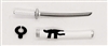 Samurai Short Wakizashi Sword & Scabbard: WHITE with BLACK Details - 1:18 Scale Modular MTF Weapon for 3-3/4" Action Figures