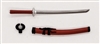 Samurai Long Katana Sword & Scabbard: RED with BLACK Details - 1:18 Scale Modular MTF Weapon for 3-3/4" Action Figures