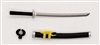 Samurai Long Katana Sword & Scabbard: BLACK with YELLOW & SILVER Details - 1:18 Scale Modular MTF Weapon for 3-3/4" Action Figures