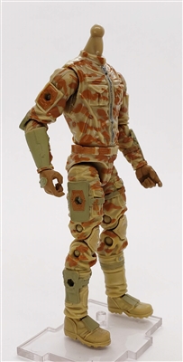 MTF Male Trooper Body WITHOUT Head TAN Camo "Desert-Ops" CLOTH Legs (No Leg Armor) - 1:18 Scale Marauder Task Force Action Figure