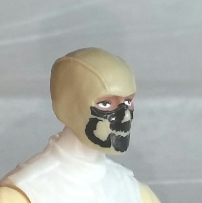 Male Head: Balaclava TAN Mask with Black "JAW" Deco - 1:18 Scale MTF Accessory for 3-3/4" Action Figures