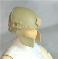 Headgear: Tactical Helmet TAN & Tan Version - 1:18 Scale Modular MTF Accessory for 3-3/4" Action Figures