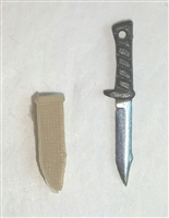 Fighting Knife & Sheath: Small Size TAN Version - 1:18 Scale Modular MTF Accessory for 3-3/4" Action Figures