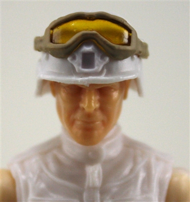 Headgear: Large Goggles TAN Version with YELLOW Tint - 1:18 Scale Modular MTF Accessory for 3-3/4" Action Figures