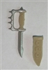 Knuckle Knife with Sheath: Small Size TAN Version - 1:18 Scale Modular MTF Accessory for 3-3/4" Action Figures