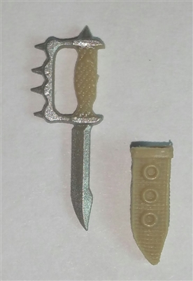 Knuckle Knife with Sheath: Small Size TAN Version - 1:18 Scale Modular MTF Accessory for 3-3/4" Action Figures