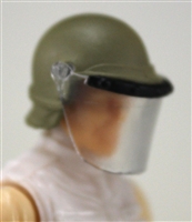 Headgear: Swat RIOT Helmet with Visor "Face Shield" TAN Version - 1:18 Scale Modular MTF Accessory for 3-3/4" Action Figures