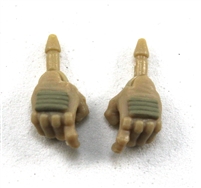 Male Hands: Tan Gloves with Tan Pad - Right AND Left (Pair) - 1:18 Scale MTF Accessory for 3-3/4" Action Figures