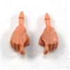 Male Hands: Bare Hands with Light Skin Tone - Right AND Left (Pair) - 1:18 Scale MTF Accessory for 3-3/4" Action Figures