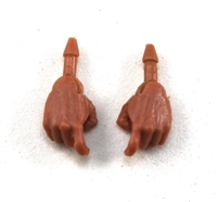 Male Hands: Bare Hands with Tan Skin Tone - Right AND Left (Pair) - 1:18 Scale MTF Accessory for 3-3/4" Action Figures