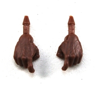 Male Hands: Bare Hands with Dark Skin Tone - Right AND Left (Pair) - 1:18 Scale MTF Accessory for 3-3/4" Action Figures