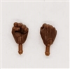 Male Hands: Fists "Clenched" Hands with Dark Skin Tone - Right AND Left (Pair) - 1:18 Scale MTF Accessory for 3-3/4" Action Figures