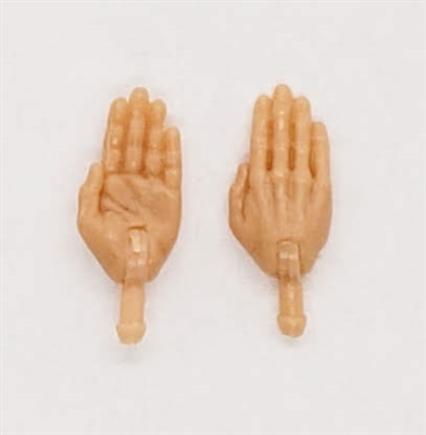 Male Hands: Saluting "Karate" Hands with Light Skin Tone - Right AND Left (Pair) - 1:18 Scale MTF Accessory for 3-3/4" Action Figures