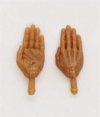 Male Hands: Saluting "Karate" Hands with Tan Skin Tone - Right AND Left (Pair) - 1:18 Scale MTF Accessory for 3-3/4" Action Figures